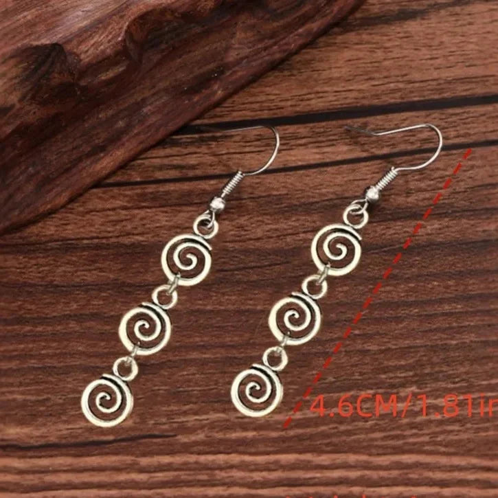 Long spiral drop earrings