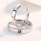 Set of 2 Couple Rings, Romantic Sun and Moon Band