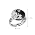 Set of 2 Yin Yang Rings with Zirconia