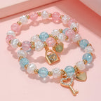 Set of 2 key and padlock bracelets