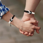 Set of 2 Knot Bracelets for Couples in White and Black