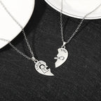 Set of 2 Necklaces with Half-Heart "I Love You" Pendants for Couples