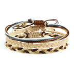 Set of 3 Waterproof Braided Brazilian Bracelets beige
