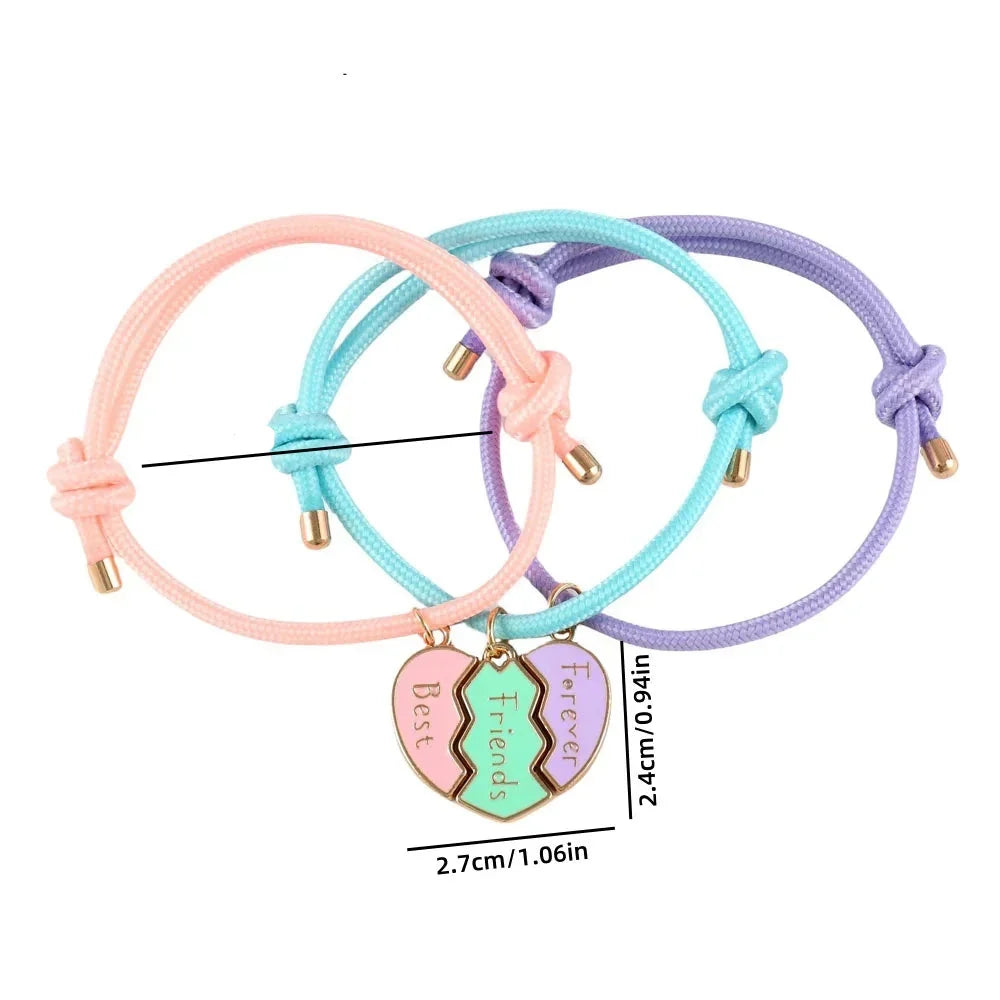 Set of 3 Cord Bracelets for a Trio of Best Friends