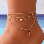 Set of Four Women’s Anklets Jewelry