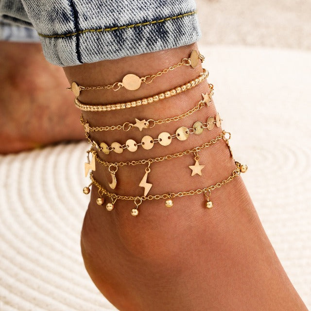 Set of Four Women’s Anklets Jewelry