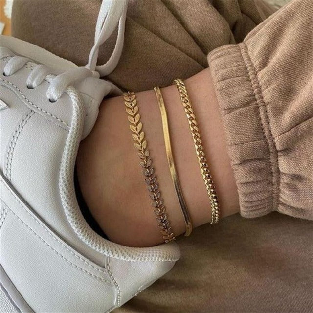 Set of Four Women’s Anklets Jewelry