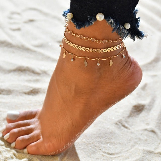 Set of Four Women’s Anklets Jewelry