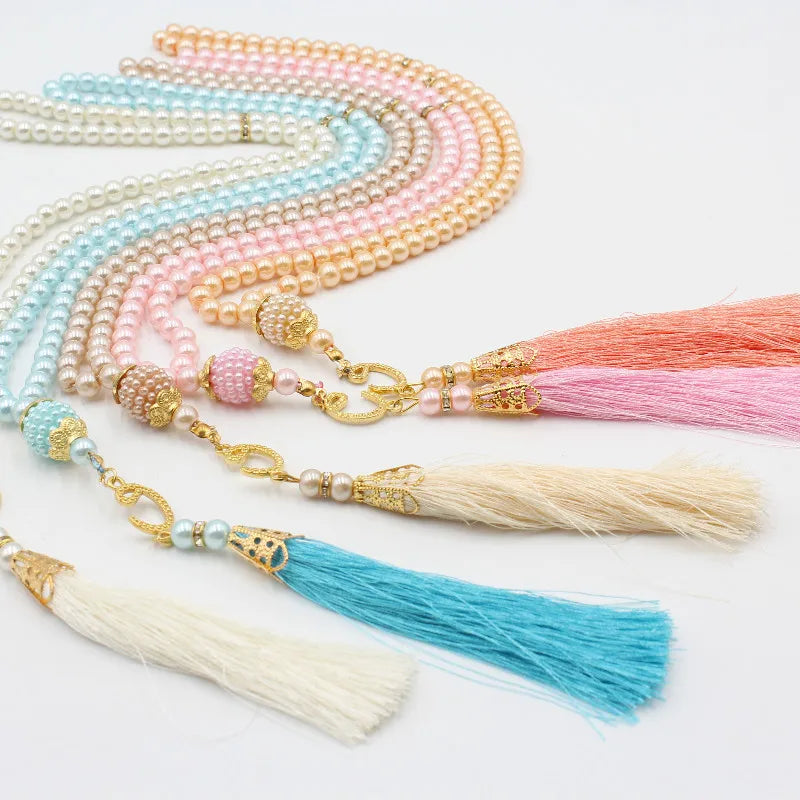 Misbaha 99 Beads - Islamic Prayer Beads with Tassel beige