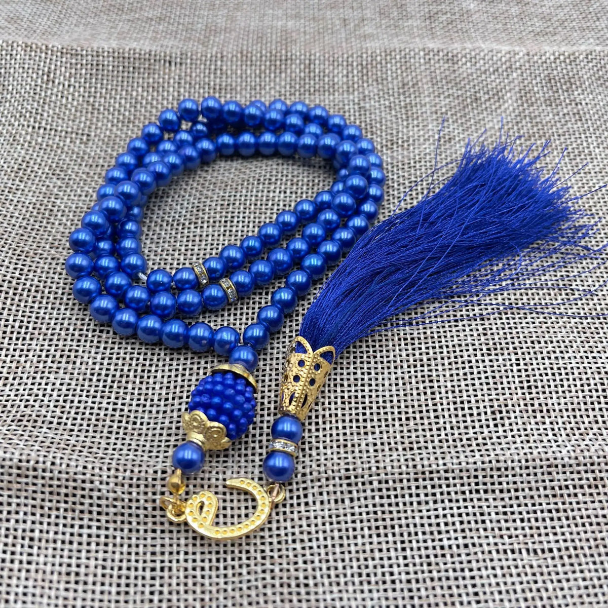 Misbaha 99 Beads - Islamic Prayer Beads with Tassel blue