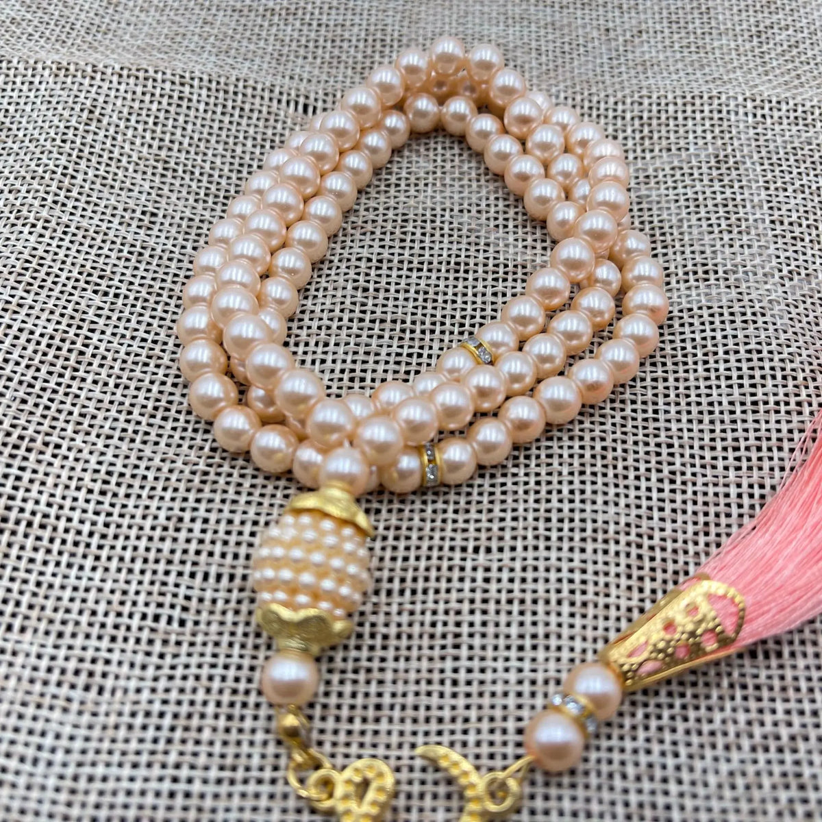 Misbaha 99 Beads - Islamic Prayer Beads with Tassel light pink