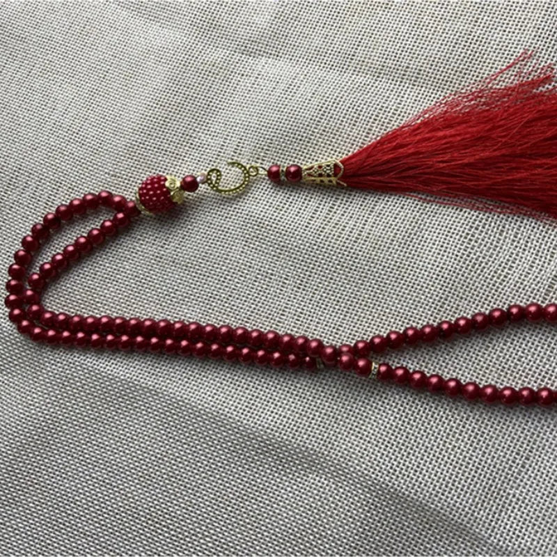 Misbaha 99 Beads - Islamic Prayer Beads with Tassel red