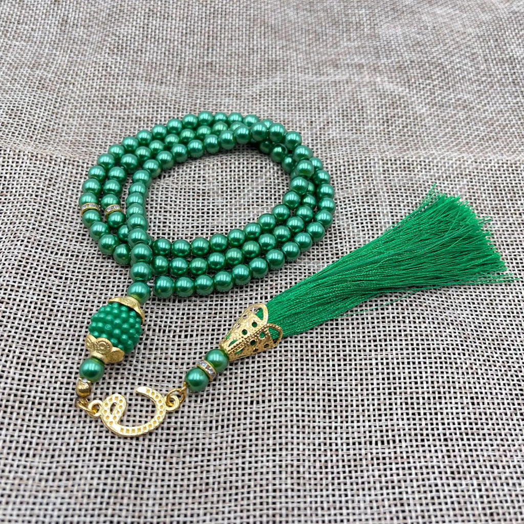 Misbaha 99 Beads - Islamic Prayer Beads with Tassel green