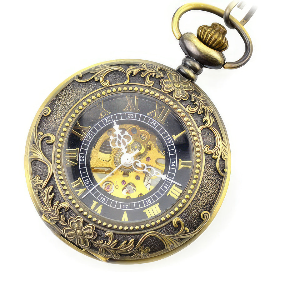 Steampunk Pocket Watch with Wolf Flip Cover