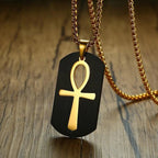 Black and gold Ankh necklace