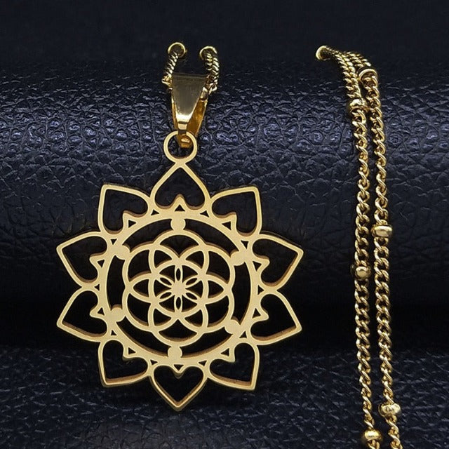 Life Flower Pendant Silver & Gold gold