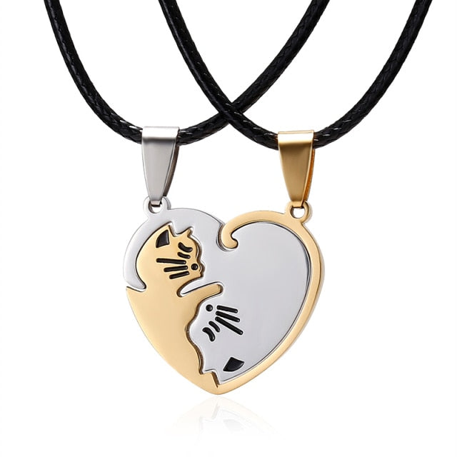 Cat Pendant for Couples gold