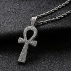 Silver-tone Egyptian ankh cross pendant