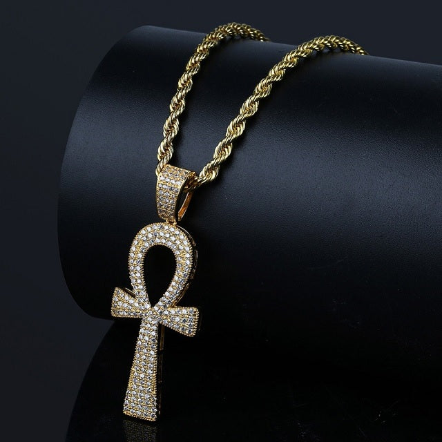 Gold-tone Egyptian ankh cross pendant