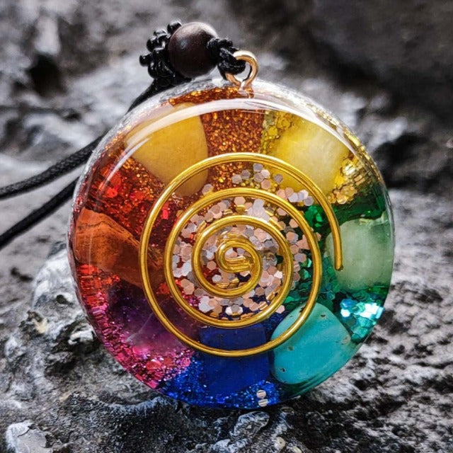 Orgonite Stone Pendant 7 Chakras & Men's/Women's Necklace