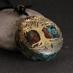 Orgonite Stone Pendant & Necklace for Men and Women, Protection, Meditation, Gold Tree of Life