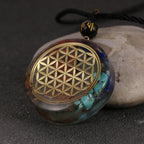 Orgonite Stone Pendant & Necklace for Men and Women, Protection, Meditation, Flower of Life Mandala