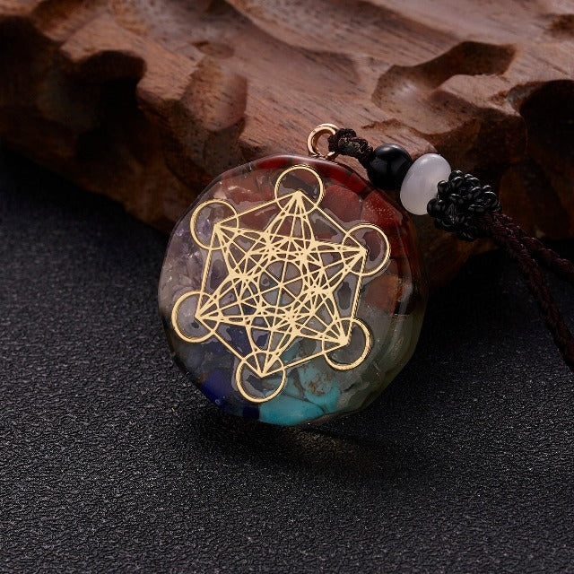 Orgonite Stone Pendant & Men’s and Women’s Necklace Protection & Meditation metatron