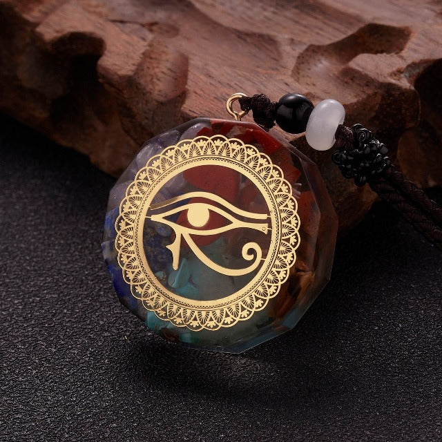 Orgonite Stone Pendant & Men’s and Women’s Necklace Protection & Meditation Eye of Horus 