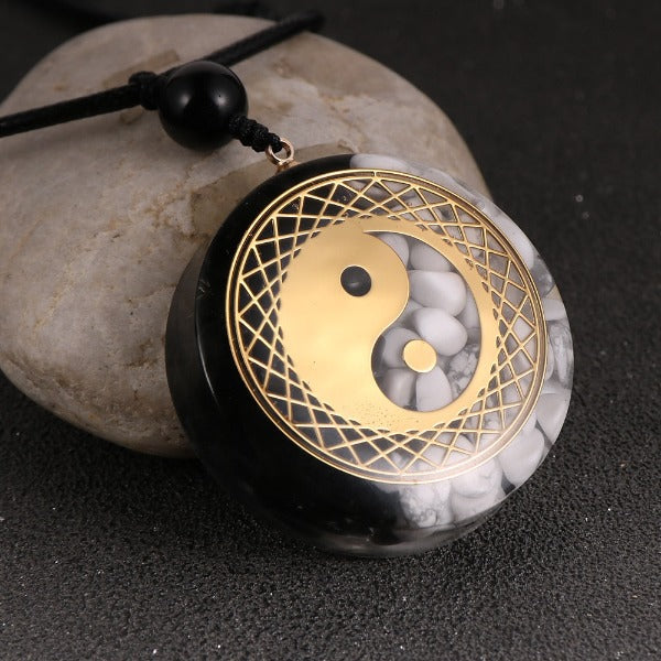 Orgonite Stone Pendant & Necklace for Men and Women, Protection, Meditation, Yin Yang