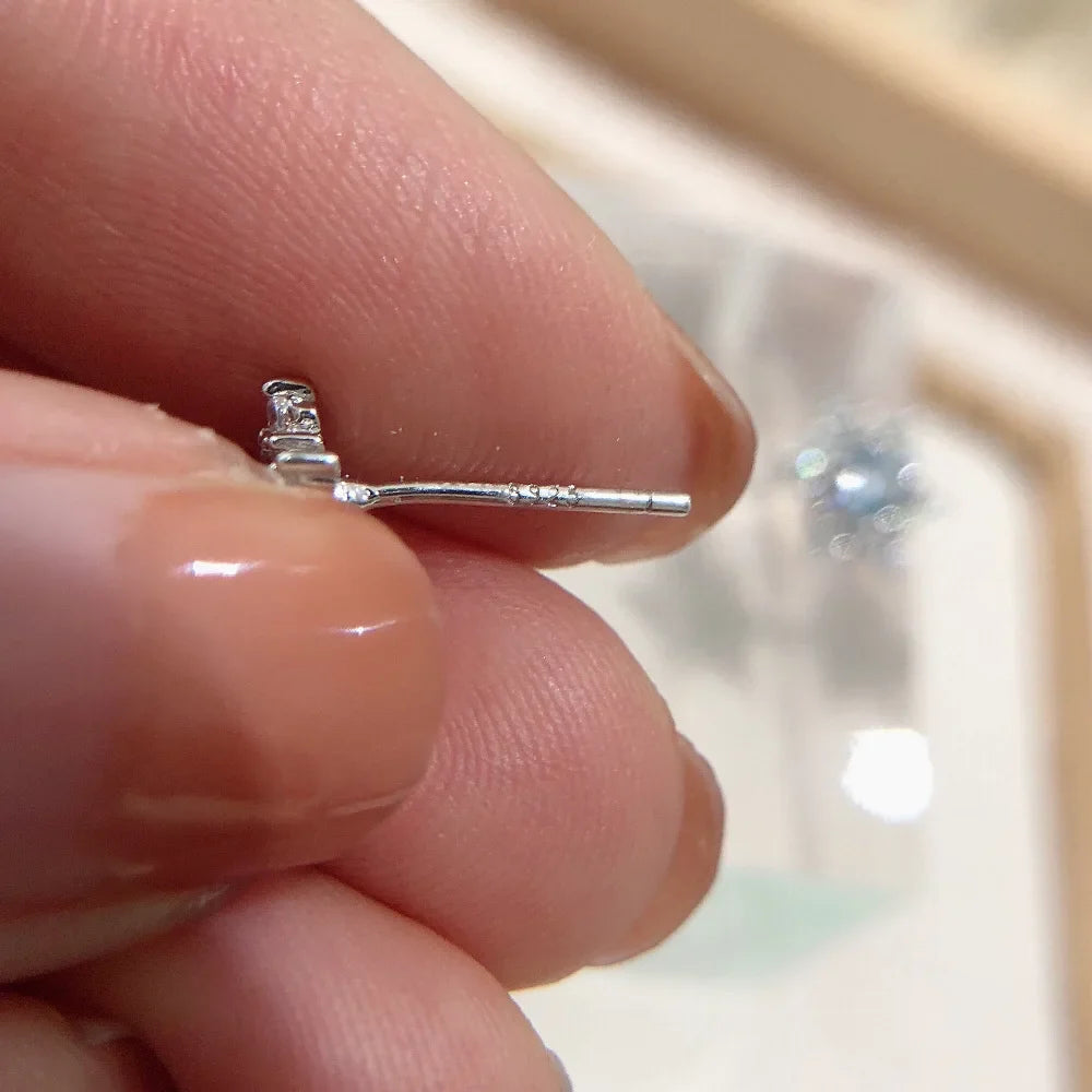 Small Silver Snowflake Earrings for Women