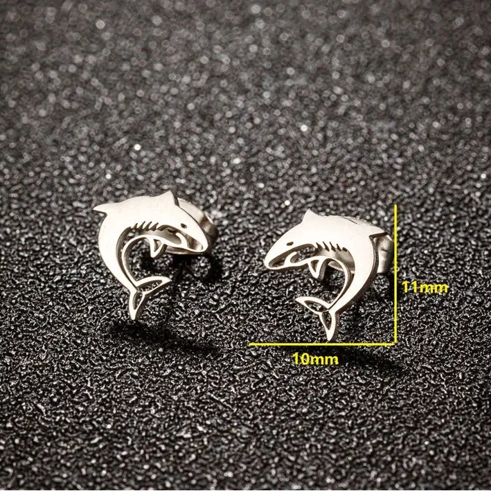 Small shark stud earrings