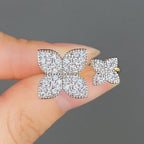 Set of 2 Flower Ring Bands in Silver Zircon